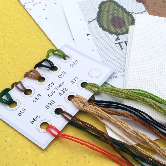 Avocado Toast Cross Stitch Kit (5") - Picture 2 of 3